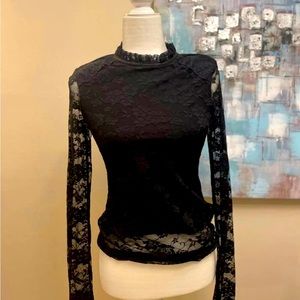 Black satin and lace gothic antique look blouse